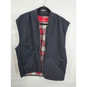 Vintage Marlboro Country Store Quilted Vest Black Plaid Lined Men Large 2534